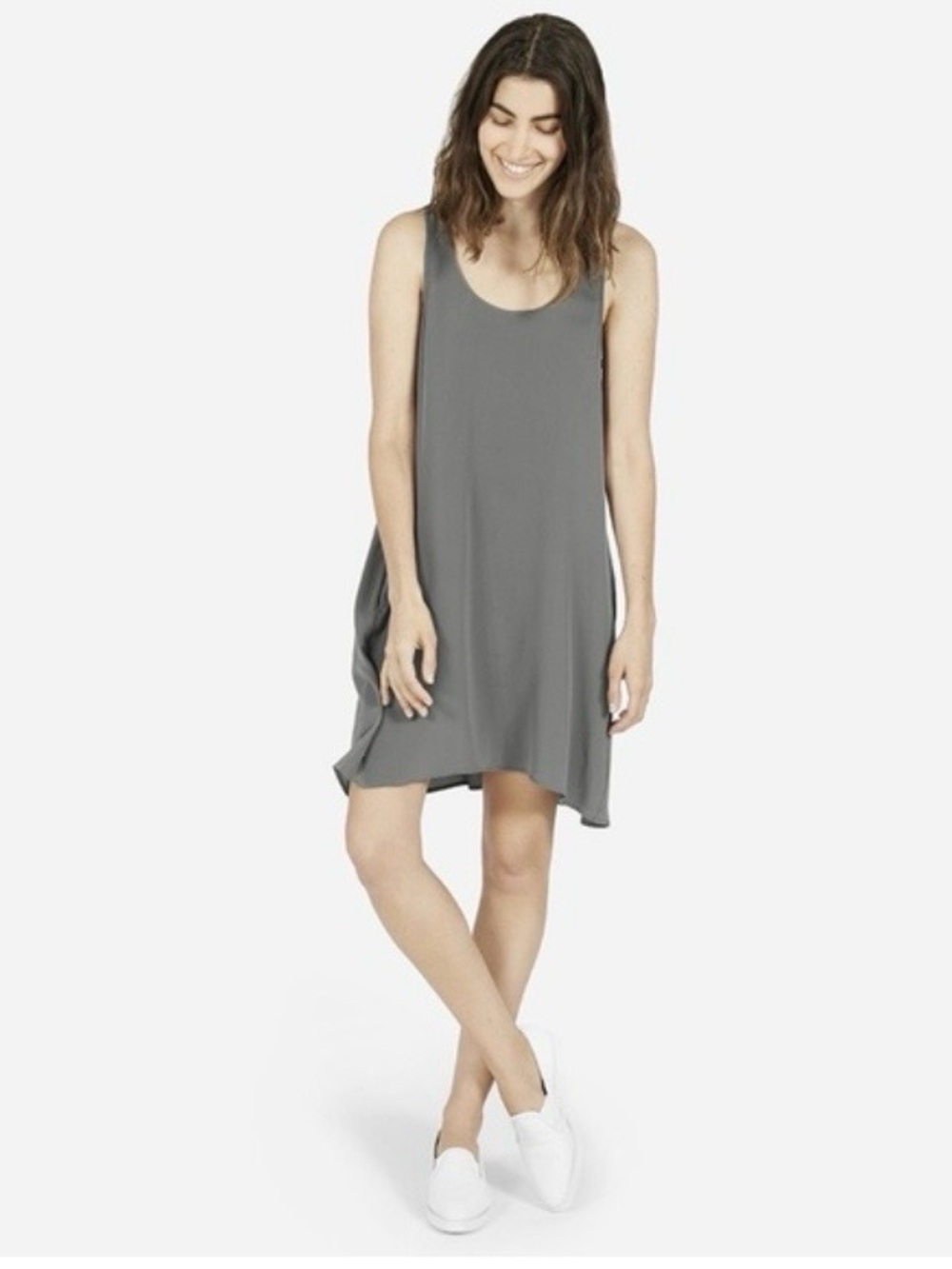 EVERLANE Minimalist Charcoal Grey Sleeveless Pocket Shift Tank Dress XS